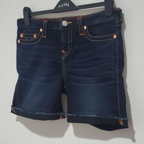 TRUE Religion dark wash 31x7 Jayde mid rise classic jean shorts - Picture 2 of 8